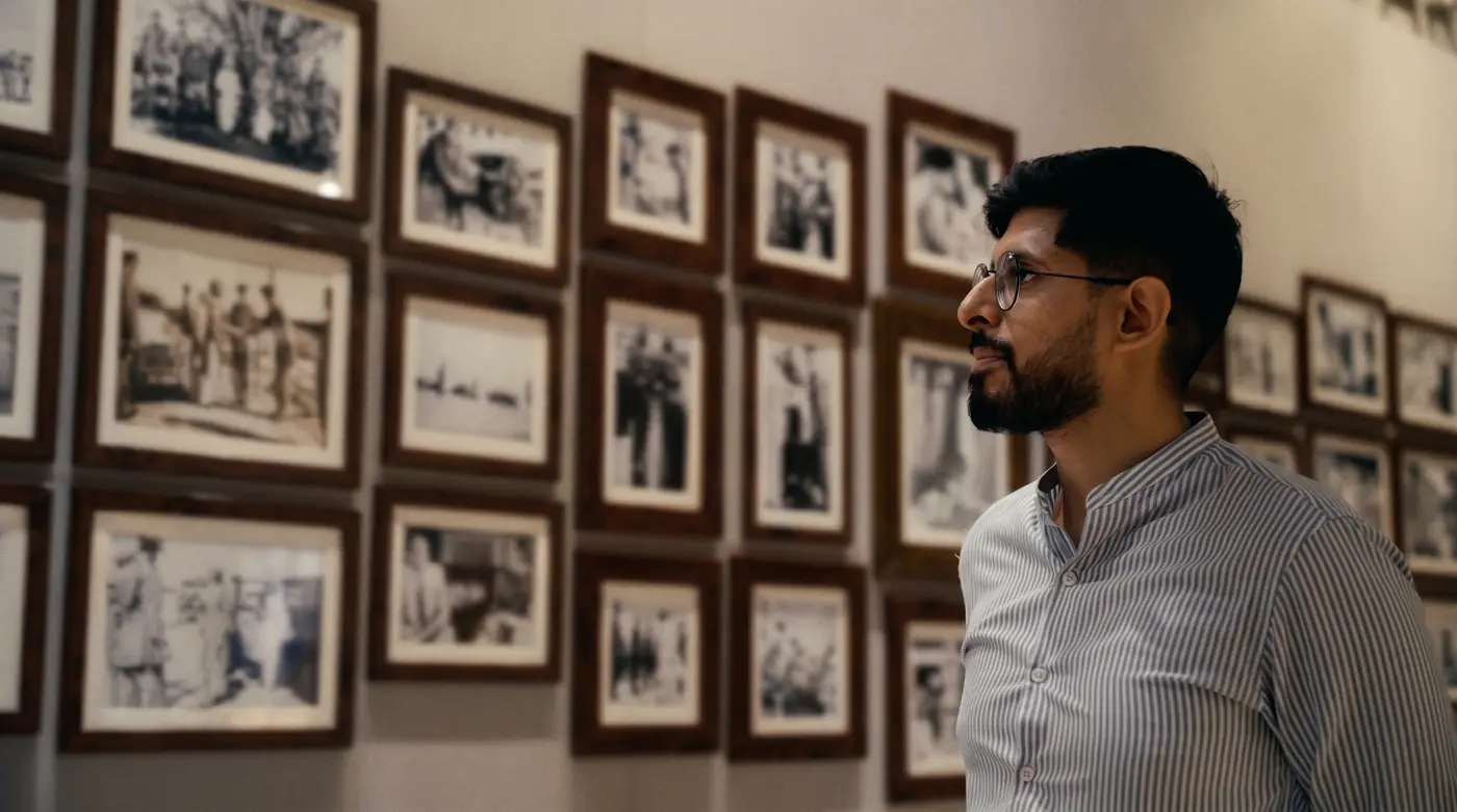 Devant un mur d'archives